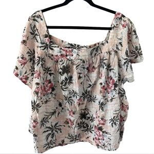 Torrid Pink and Black Floral Blouse